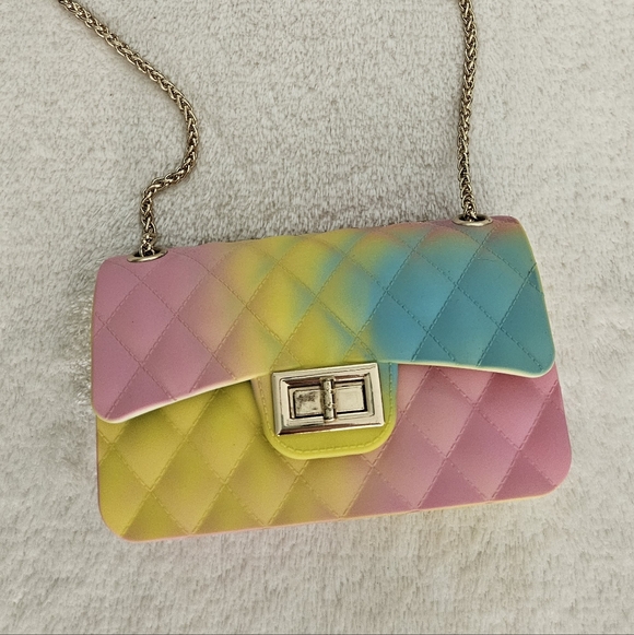 Liliana Handbags - NEW Rainbow Quilted Colorful Gold Chain Bag Pastel Y2K Girlhoodcore Vegan
